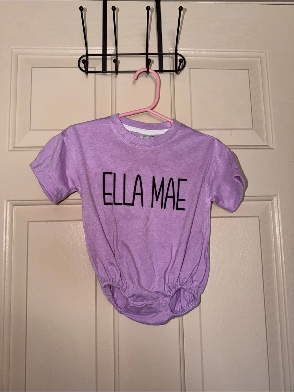 Lavender Baby Bodysuit with 'ELLA MAE' Text